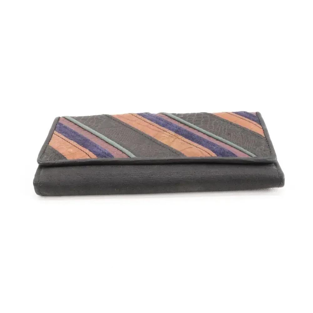 Michael Stevens Leather Wallet Women Trifold Multicolor Striped Clutch ID Cards